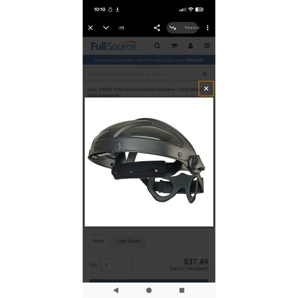 NEW Honeywell Uvex Turboshield S9500 Ratchet Headgear Face Shield System Black